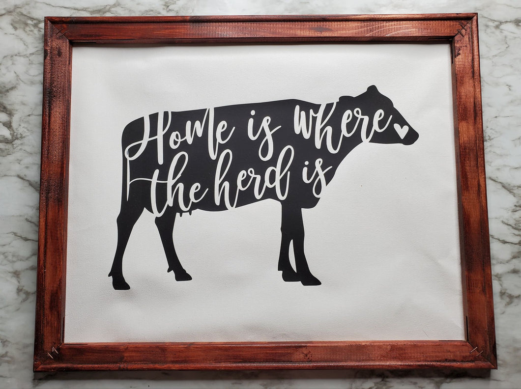 Home is where the herd is Framed Canvas
